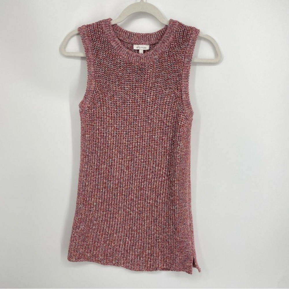 Ella Moss Marge Tank Top Knit Pink Sleeveless Sweater Layering
